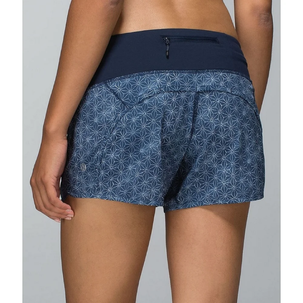 Lululemon Run Speed Shorts Sashiko Star Inkwell‎ Ghost Inkwell Print Size 6